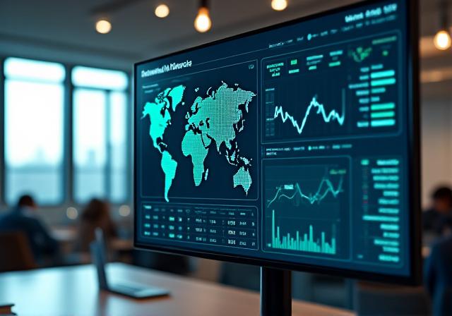 Global financial markets dashboard with professional growth charts